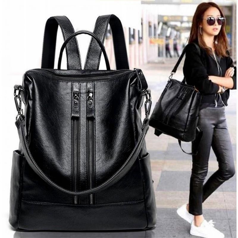 Women'S Xl Bags - Women Soft Leather Backpack School Black