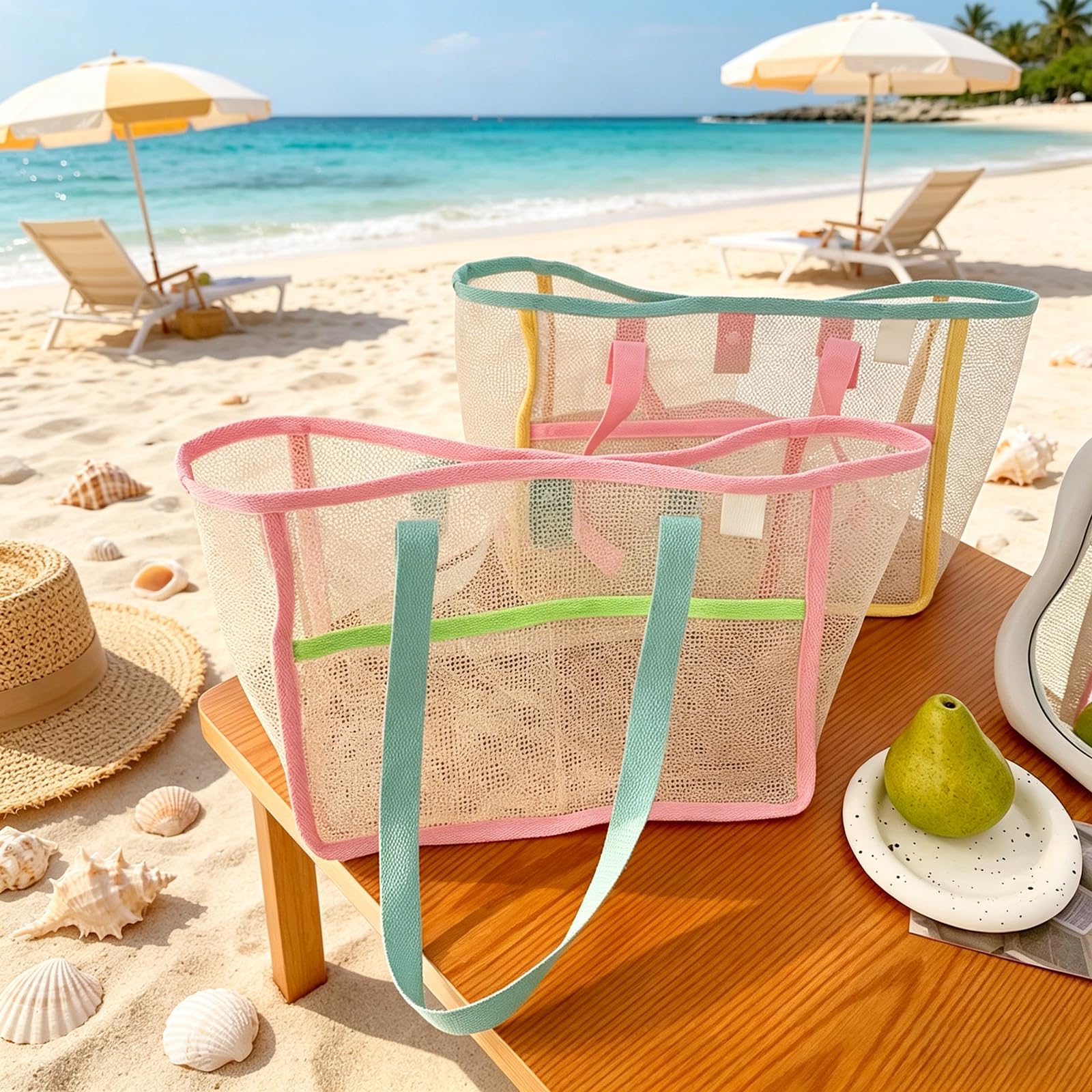 Beach Bags for Women Colorful  - огляд і ціна Mesh Net Bag
