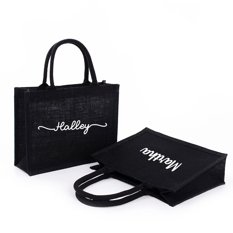 Personalized Black Burlap Tote - огляд і ціна Women Bags Jute
